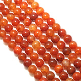 Red orange Fire Agate Round Smooth Beads, 8mm/10mm, Sku#U1586