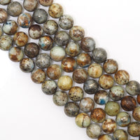 Genuine Brown Blue Azurite, 8m/10mm Round Smooth Beads, Sku#U1625