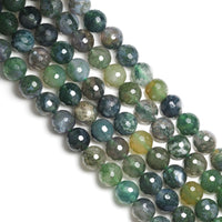 Genuine Moss Agate Round Faceted Beads, Sku#U1749