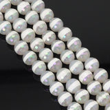 AB Mystic One Line White Agate Round Faceted Beads, Sku#UA315