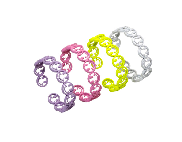Colorful Enamel Smiley Face Adjustable Bracelet, Sku#X375