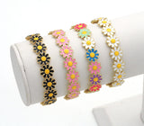 Colorful Daisy Flower Gold Adjustable Bracelet, Sku#X374