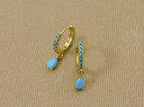 Turquoise CZ Earrings,SKU#Y614