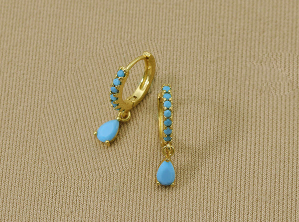 Turquoise CZ Earrings,SKU#Y614