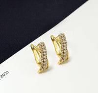 CZ Gold Huggile Earrings, Sku#Y731