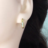 Gold CZ Round Hoop Earrings, Sku#Y776