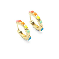 Gold Colorful Enamel Hoop Earrings, Sku#Y781