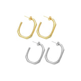 Gold Rectangle Geometry  Earrings, Sku#Y784