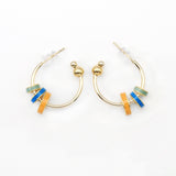Gold Colorful Spacer Dangle Hoop Stud Earrings, Sku#Y786