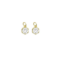 Clear Big CZ Gold Flower Charm, Sku#Y791