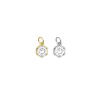 Clear Big CZ Gold Flower Charm, Sku#Y791