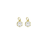 Clear Big CZ Gold Flower Charm, Sku#Y791