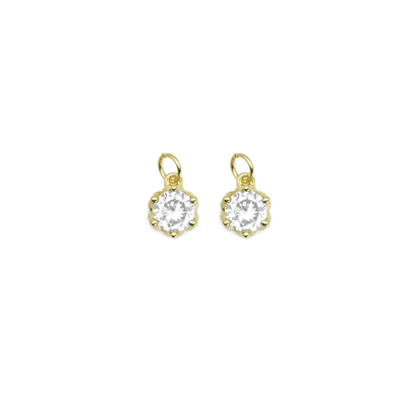 Clear Big CZ Gold Flower Charm, Sku#Y791