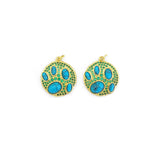 Gold Turquoise Green CZ Paw Print Pendant, Sku#Y799