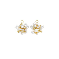 Gold CZ White Pearl Cluster Charm, Sku#Y809