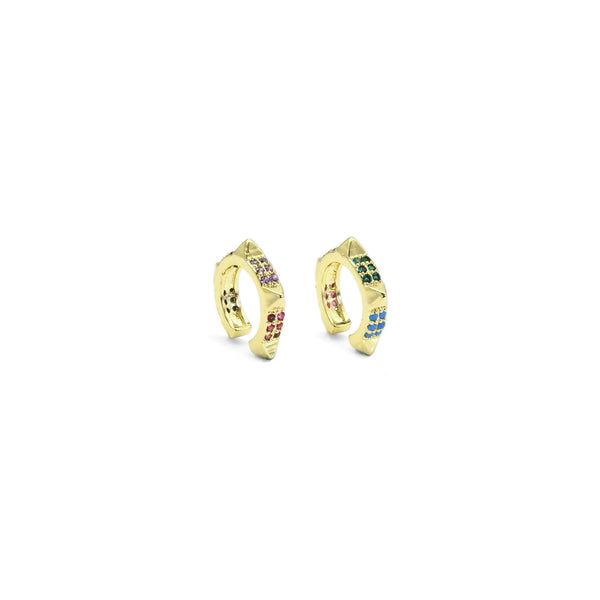 Gold Colorful CZ Stud Ear Cuff Earring, Sku#Y825