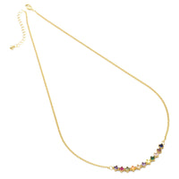 Colorful Cross Diamond CZ Link Gold Adjustable Necklace, Sku#Y826