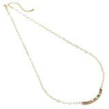 Colorful Heart CZ Link Gold heart link chain Necklace, Sku#Y827
