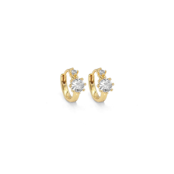 Gold Diamond Small Hoop Huggie Earrings, Sku#Y846