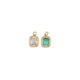 Clear Green Rectangle CZ Gold Charm, Sku#Y852