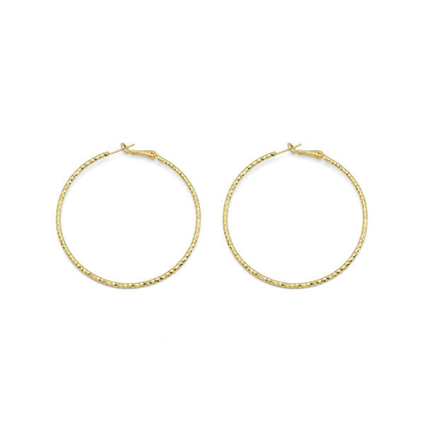 Large Gold Twisted Round Hoop Earrings, Sku#Y855