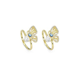 Gold Clear CZ Butterfly Evil Eye Adjustable Ring, Sku#Y863