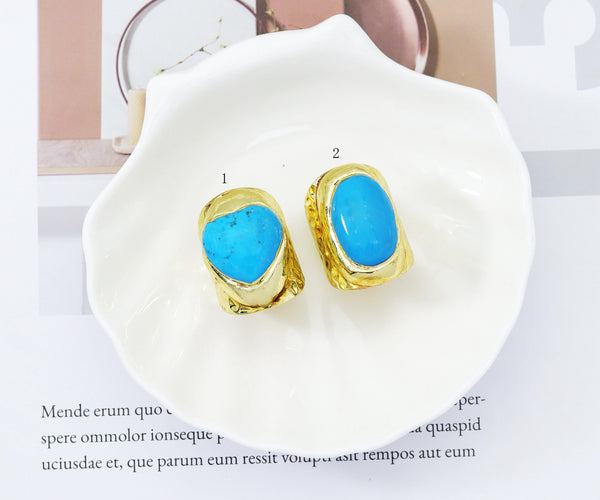 Gold Heart/Oval Turquoise Adjustable Ring, Sku#YT40