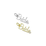 Gold Silver CZ Bride word diamond Charm, Sku#Z1473