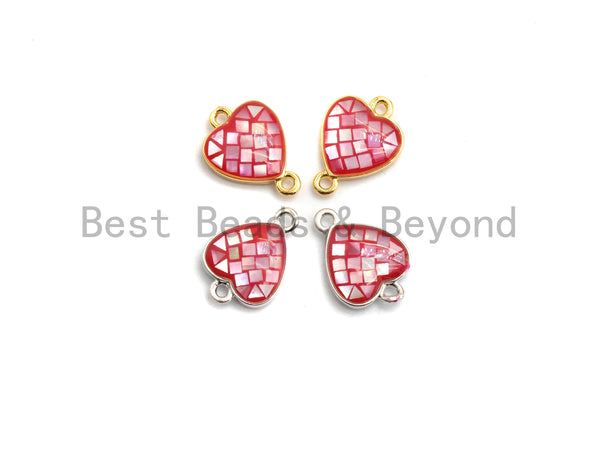 100% Natural Heart Shape Hot Pink Connector with Gold/Silver Plated Edging, Fuchsia pink Connector, Shell Connector, 10x14mm,SKU#Z276
