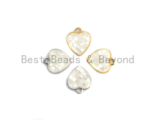 100% Natural White Shell Heart Shape Pendant with Gold/Silver Finish, White heart Pendant, Shell heart, 10x12mm,SKU#Z313
