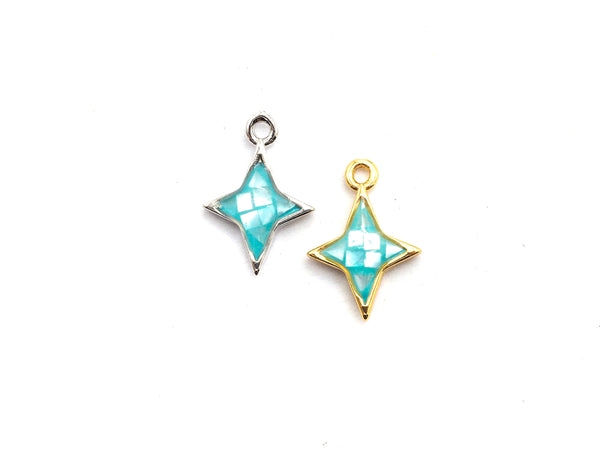 Natural Blue Shell North Star Shape Charm, 14x10mm, Sku#Z344