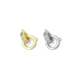 Clear CZ Gold Double Ring Link Charm/necklace, Sku#ZX131