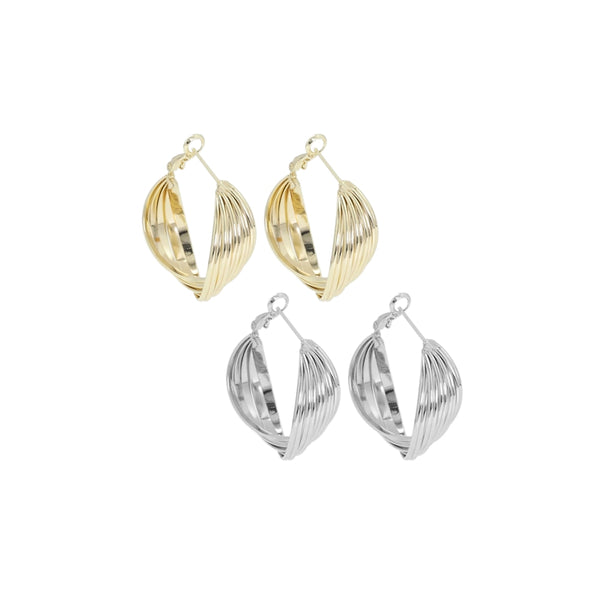 Silver Twisted Hoop Earrings, Sku#ZX132