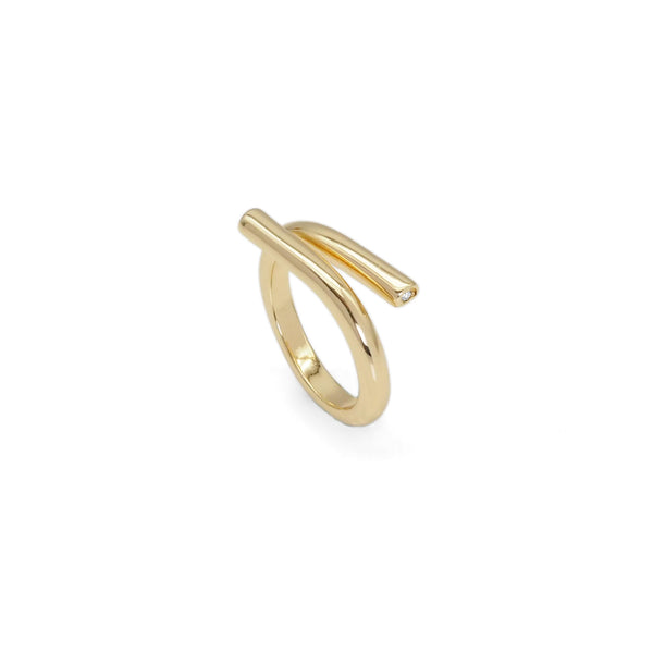 Gold Minimal Bar Ring, Sku#ZX147
