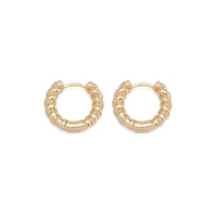 CZ Gold Twisted Round Hoop Earrings, Sku#ZX163