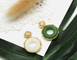 Gold Doughnut Shape Jade Charm, Sku#ZX53