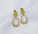 Gold Trapezoid Dangle Earrings, Sku#ZX62