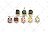 Big CZ Micro Pave Square Shape Pendant, 18K Gold Filled Square Charm, Necklace Bracelet Charm Pendant,Sku#LK520