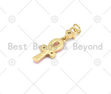 Colorful Enamel Cross Shape Pendant,18K Gold Filled Key of Life CZ Charm, Bracelet Necklace Ankh Charm,8x28mm,Sku#L629