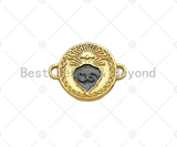 Black Enamel Heart On Round Coin Shape Connector, 18K Gold Enamel Link, Necklace Bracelet Charm Pendant,18x23mm,Sku#Z1329