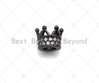 Cute CZ Micro Pave Big Hole Crown Spacer Beads, Cubic Zirconia Crown Beads, CZ Large Hole Crown Charm, 6x7mm, sku#Y333