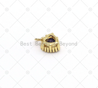 Colorful Big CZ Micro Pave Heart Shape Pendant,18K Gold Filled Heart Charm, Necklace Bracelet Charm, Sku#LK530