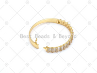 CZ Micro Pave Bangle Bracelet, 18K Gold Filled Big CZ Cuff Bracelet, Open Bracelet, Fashion Jewelry, Sku#LK489