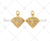 CZ Micro Pave Diamond Shape Pendant/Charm, 18K Gold Filled Diamond Charm, Necklace Bracelet Charm Pendant, 16x15mm,Sku#Y484
