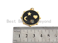 Enamel Colorful Star Moon Heart On Round Coin Pendant,CZ Micro Pave Oil Drop pendant,Enamel Jewelry,29x30mm,sku#F977
