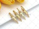 CZ Micro Pave Dangle Lightning Earring, 18K Gold Filled Huggie Earrings, CZ Earrings, 19x4mm, Sku#J326