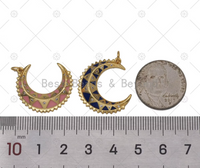 Enamel Cresent Moon Charm, Sku#Z1421