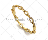 CZ Micro Pave Paper Clip Link Chain Bracelets, Pave Gold Bracelet, Bangle Cuff, Fine Jewlery, sku#LK102