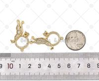 CZ Micro Pave Dolphin On Round Ring Shape Pendant, 18K Gold Filled Dolphin Charm, Necklace Bracelet Charm Pendant, Sku#LK553