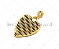 CZ Micro Pave Black Heart Charms, Dainty Gold CZ Heart Pendant, Heart Necklace Charms, 22x28mm, Sku#Z1247